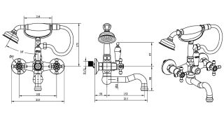 Смеситель для  ванны Boheme (душевой комплект) ROYAL, , переключатель SW золото