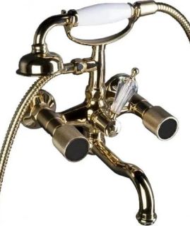 Смеситель для  ванны Boheme (душевой комплект) ROYAL CRYSTAL BLACK, , переключатель SW_Комплект золото