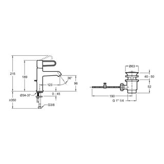 Смеситель для раковины Jacob Delafon Odeon Rive Gauche E21028-BL-BL