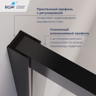 Душевой уголок RGW LE-45-B 77124508-14 с открытием двери вовнутрь 100x80 см чёрный матовый