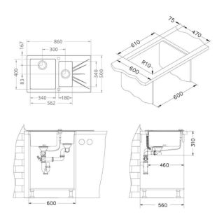 Кухонная мойка Alveus 1103670 Karat 20 (Цвет под заказ) 86x50