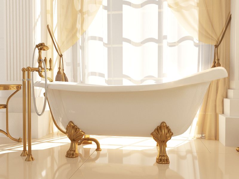 Ванна из искусственного камня AquaStone Скарлет 170x80см ножки хром