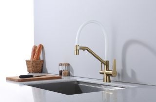 Смеситель для кухни Raglo R80.62.03 с подключением фильтра золотой сатин