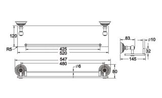 Полка стеклянная Rose RG1419Q 55см бронза