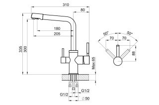 Смеситель для кухни Granula 3015, XРОМ/ШВАРЦ хром