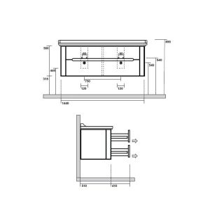 Тумба под раковину Kerasan Waldorf 144 925430 подвесная Bi vaniglia matt