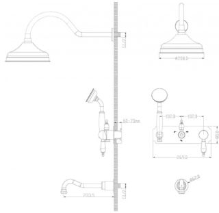 Душевая система Boheme, встроенный Medici Murano White бронза