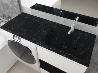 Раковина над стиральной машиной Stella Polar Мадлен 120см правая чёрный мрамор SP-00001072