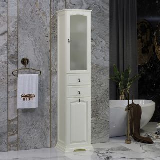 Шкаф-колонна Opadiris Риспекто 40 L 00-00005836 с бельевой корзиной Слоновая кость