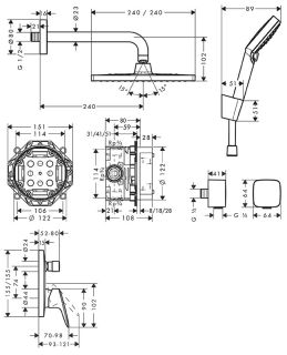 Душевой комплект Hansgrohe Crometta E 240 1jet с однорычажным смесителем 27957000