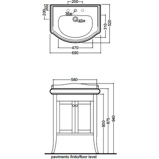Тумба под раковину Kerasan Retro 735140 напольная орех