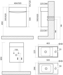 Подвесная тумба под раковину Art&Max Liberty 50см правая белый глянцевый Liberty-500-1D-SO-BL-R
