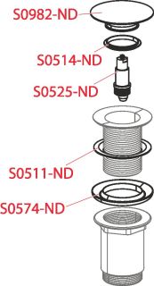 Донный клапан для раковины AlcaPlast клик-клак 5/4" цельнометаллический с большой белой заглушкой A395B