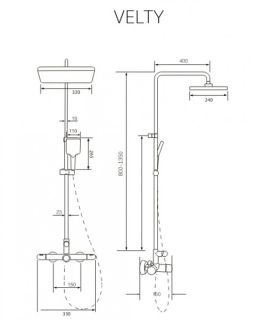Душевая стойка Milleau Velty MLV242023PDD-GM хром