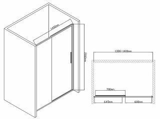 Душевая дверь Vincea Slim-U 140 VDS-2SU140CL профиль Хром стекло прозрачное