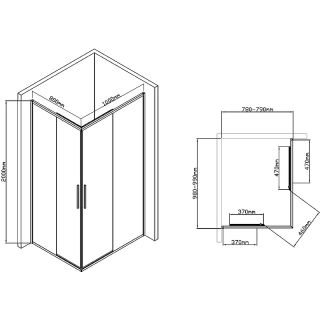 Душевой уголок Vincea Slim-U 100x80 VSS-2SU8010CLB профиль Черный матовый стекло прозрачное