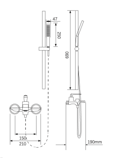 Смеситель для ванны и душа Milleau CRISTAL MLV6223BD-CR хром глянец