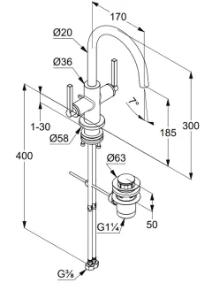 Смеситель для раковины Kludi Nova Fonte Puristic 20118N015 брашированное золото