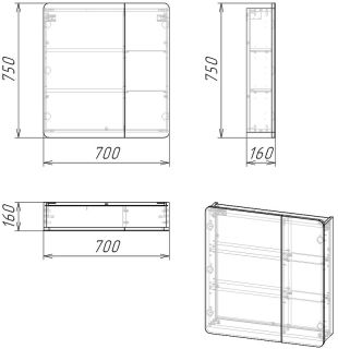 Шкаф-зеркало Grossman Талис 207006 70см левый бетон пайн