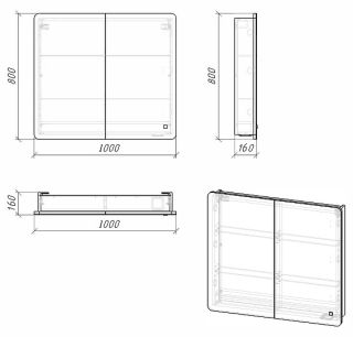 Шкаф-зеркало с подсветкой Grossman Adel 2010004 100см