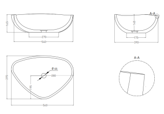 Накладная раковина Salini Gloria 06 S-Stone 1102206MRH 56см RAL снаружи
