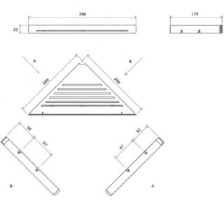Полка алюминиевая Ravak Slim C 29 см угловая X07P578