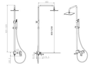 Душевая стойка Boheme Q 148-BG.2 чёрный/золото