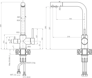 Смеситель для кухни GranFest 3611 серый