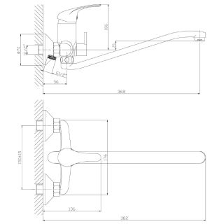 Смеситель для ванны и душа Rossinka A35-34 Хром