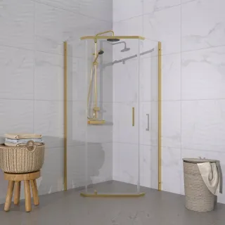 Душевой уголок Triton Дека -Голд  Щ0000073927 90x90 см профиль золото стекло прозрачное