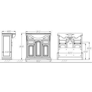 Тумба под раковину Opadiris Риспекто 80 00-00006022 Слоновая кость