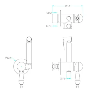 Гигиенический душ со смесителем Boheme Brillante 436 хром
