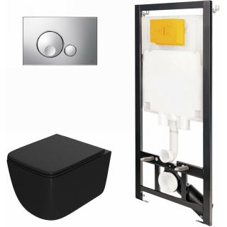 Комплект унитаза с инсталляцией Point Меркурий 886914GBOO+PN41831BM с сиденьем Микролифт