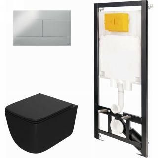 Комплект унитаза с инсталляцией Point Меркурий 886914SIOO+PN41831BM с сиденьем Микролифт