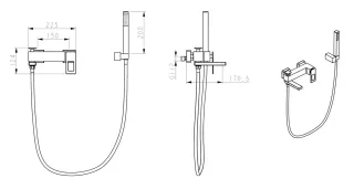 Смеситель для ванны Boheme Q 143-BCR.2 чёрный/хром