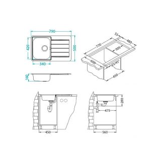 Кухонная мойка Alveus 1066750 Line 80 Nat-90 79x50