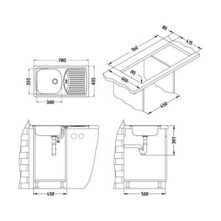 Кухонная мойка Alveus 1136532 Basic 150 Nat-90 New 78x43.5