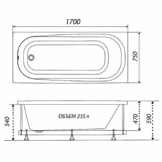 Акриловая ванна Triton Дина Щ0000050444 170x75 см белый