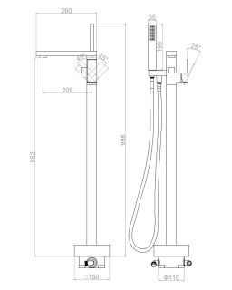 Напольный смеситель для ванны DQ Bayern.Liszt DA1516005 чёрный