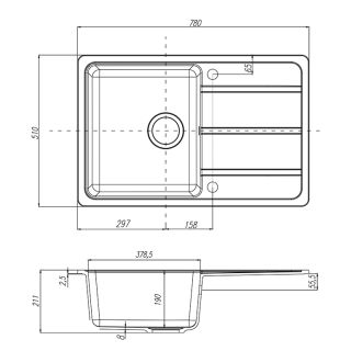 Мойка кухонная Акватон Аманда 78см графит