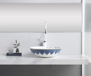 Раковина чаша Bronze de Luxe Lotos 5008, белый/синий