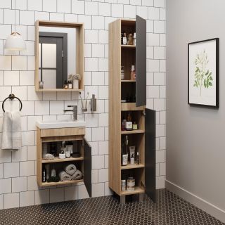 Пенал напольный Onika Милтон 403078 30см серый/дуб сонома