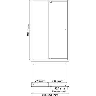 Душевая дверь WasserKRAFT Aula 90 11P04 профиль Хром стекло прозрачное