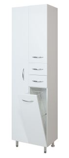 Пенал напольный Onika Модерн 405206 с бельевой корзиной левый 52см белый