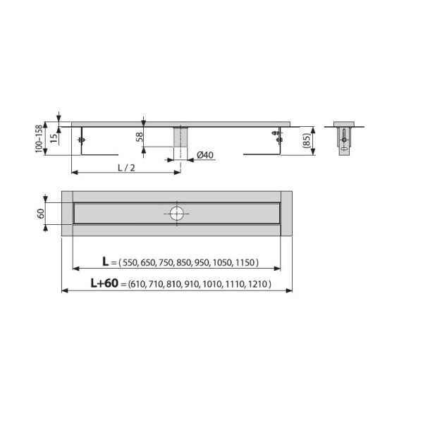 Душевой лоток AlcaPlast с порогами для перфорированной решетки без гидрозатвора 55см хром APZ2001-550