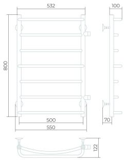 Водяной полотенцесушитель Larusso Евромикс П7 50x80см хром 4670078535078