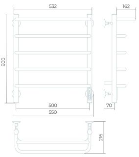 Электрический полотенцесушитель Larusso Стандарт П5 50x60см с полкой хром 4670078536419