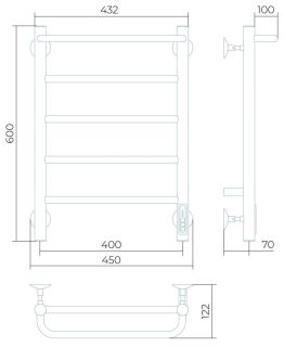 Электрический полотенцесушитель Larusso Прайм П5 40x60см белый матовый 4670078536549