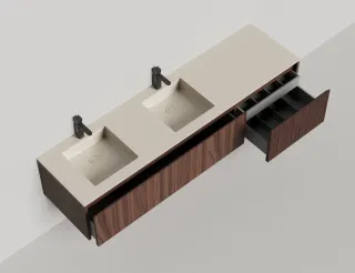 Подвесная тумба Salini Domino 27D220DIN 200см шпон гладкий фасад для двух встраиваемых раковин
