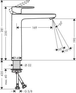 Смеситель для раковины Hansgrohe Vernis Blend 71582670 матовый черный